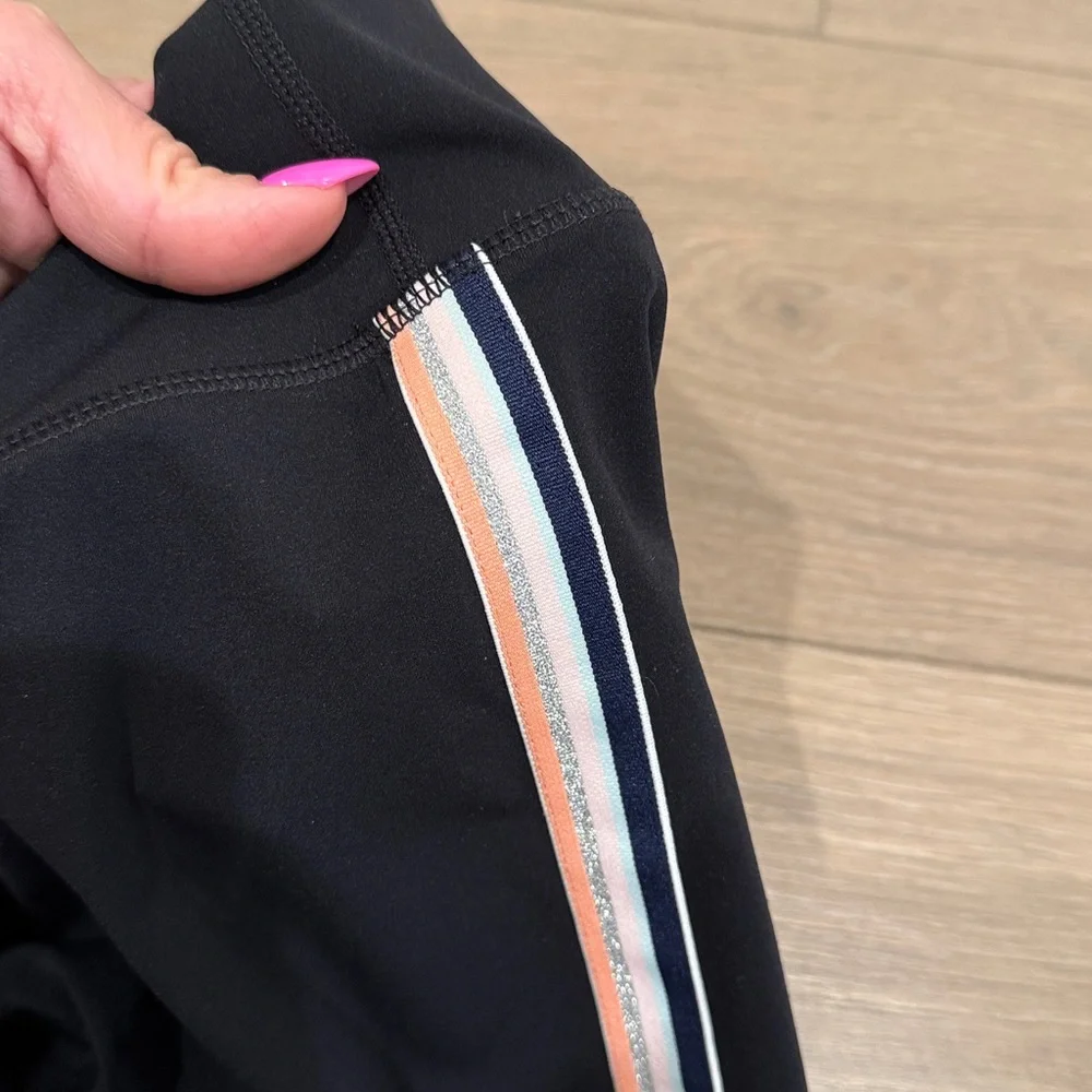 ZYIA ACTIVE‎ Pink Rainbow Black Luxe Hi-Rise 7/8 Workout Yoga Legging Size 8-10